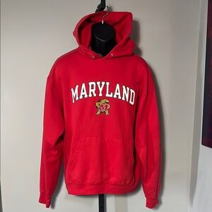 Champion Large Maryland Red Hoodie Sweatshirt